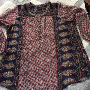 Lucky Brand plus size 1x floral silky tunic red